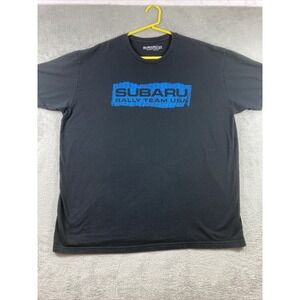 Subaru Rally Team USA Shirt Adult 2XL Black Racing Spell Out Graphic Tee READ